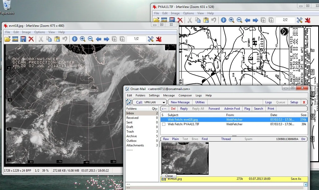 Geladenes Satellitenbild eines Seegebiets in onsatmail